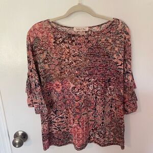 Harlow & Rose Women's Pink Patterned Top - L